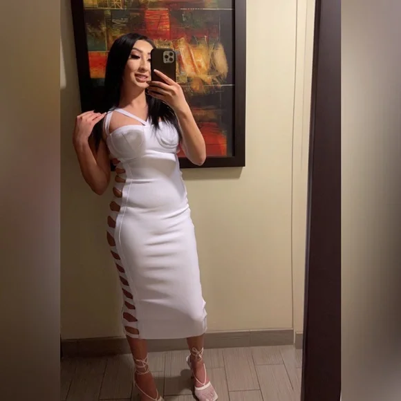knee length dresses for ladies LOVELY DAYS BANDAGE MIDI DRESS – AKIRA main image 1